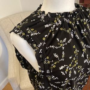 Michael Kors sleeveless black and floral ankle length dress